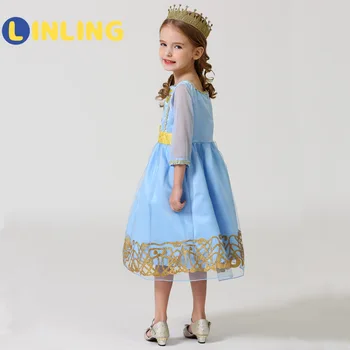 LINLING Karšto Pardavimo Vasaros Mergaitės Suknelė Elegantiškas Princesė Suknelė Paauglių Suknelė Siuvinėjimo Mergaitėms Šalies Vaikams, Vaikų Drabužiai, P66