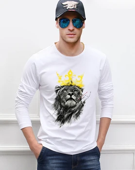 Liūtas 3D Atspausdintas Vyrų T Shirts 2020 Metų Vasaros ilgomis Rankovėmis Vyrai T-Shirt Medvilnės Gyvūnų Marškinėlius Prekės ženklo-Drabužių Treniruotės Viršūnės