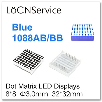 LoCNService 50PCS Mėlyna 1088 8x8 3mm 32x32mm 1088AB 1088BB Dot Matrix LED Ekranai Modulis, Skaitmeninis Vamzdžio 8*8
