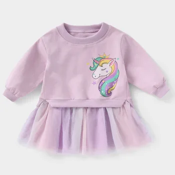 Lokys Lyderis 2021 New Baby Girls Cartoon Cute Drabužiai Vaikams Akių Kratinys Suknelė Vaikų Mergaičių Vienaragis Princesė Dress Modelis