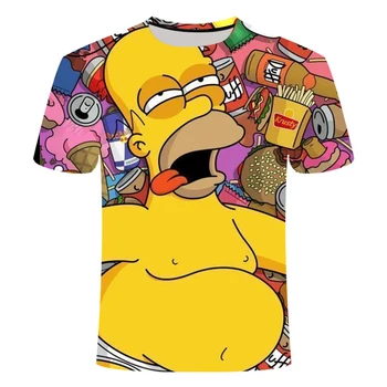 Mados Prarasti Anime vyriški T-shirt Juokinga atsitiktinis Simpson 3d Print t-shirt O-kaklo marškinėlius vyrų streetwear marškinėliai vyrams viršuje tees