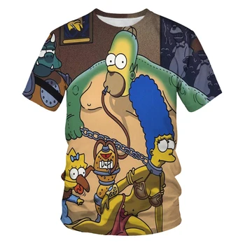 Mados Prarasti Anime vyriški T-shirt Juokinga atsitiktinis Simpson 3d Print t-shirt O-kaklo marškinėlius vyrų streetwear marškinėliai vyrams viršuje tees