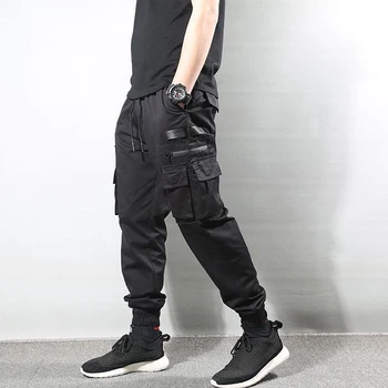 Mados Streetwear Vyrų Džinsai Aukštos Kokybės Kamufliažas Karinės Kelnės Cargo Kelnės Vyrams Multi Kišenės Hip-Hop Poilsiu Kelnes Homme