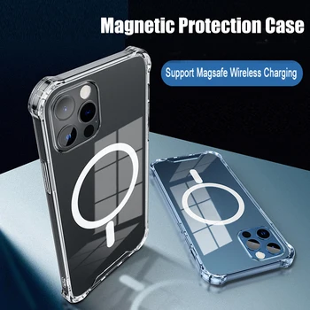 Magsafe Atveju iPhone 12 Pro Max 12 Mini Skaidrus, atsparus smūgiams Padengti Magnetinio Atveju iPhone, 11 Pro Max Aišku, telefono dėklas