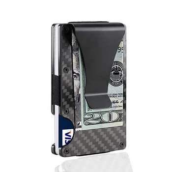 Maideduod 2019 Nauji Metaliniai Mini Pinigų Klipas Prekės ženklo Mados Anglies Pluošto Juoda Kreditinės Kortelės ID pakabukas Su RFID Anti-vagis Piniginės Vyrams