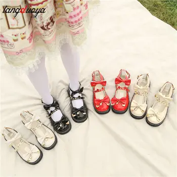 Mary Jane Bateliai Japonijos Saldus Lolita batai vaikams iki 2021 m. rudenį Merlot Lolita batai net raudonas mažas kulnas moterų apačioje vienodas JK batai