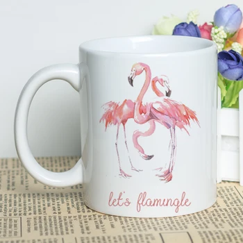 MAYREY 11oz Flamingo Animacinių filmų Pieno Puodelis Keramikos Aplinkos Kavos Puodelis su Mados Spausdinti Kūrybos Dovana