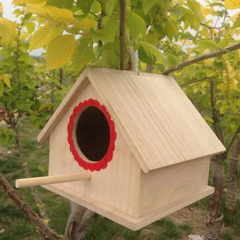 Medinis Paukštis Namas inkilėlį su Lazda Mažų Laukinių Sodo Paukščių Namai