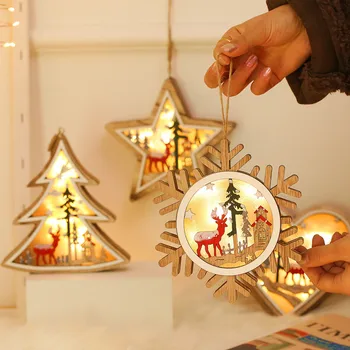 Medinių Kalėdų Dekoratyvinis Naktį Šviesos Star Širdies Medžio Formos Baterija Maitinamas LED Lempa Namų Papuošalas