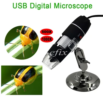 Mega Pikselių 500X 1000X 8 LED Skaitmeninis Mikroskopas su Kamera, USB litavimo Microscopio didinamasis stiklas Elektroninių Stereo