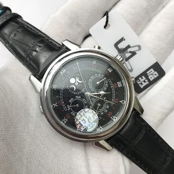 Mens watch dvigubo veido vyrų automatinė U1 gamyklos safyro stiklo valymo laikrodžiai visi maži ciferblatai veikia Tik pardavimas
