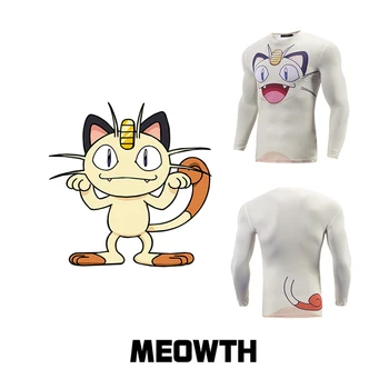 MEOWTH t-shirt kasdien dėvėti Viršūnes Fitneso Quick Dry Ziajać Stora 3D marškinėliai Cosplay Kostiumų Karšto Anime Cosplay dėl priežastinio
