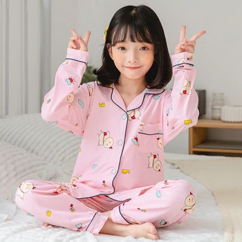 Mergaičių naktiniai marškiniai, pižamos 2020 M. Rudens Žiemos Mergina Sleepwear naktiniai drabužiai vaikiški Drabužiai Spausdinti Animaciją Didelis Mergina Pajama Komplektai Medvilnės Mergina Pižamos