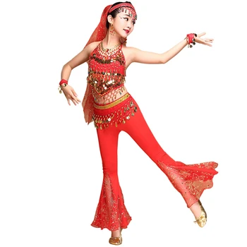 Merginos Indijos Pilvo Šokio Kostiumai Wrap Bell-dugnas China Vykdymo Etapą Nešioti Mergaitės Bolivudas Rytų Garsiausių Suknelė