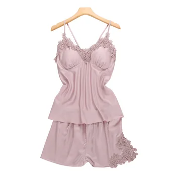 Miego, Poilsio Pajama Rinkinys Sexy Satin Sleepwear Moterys Vasarą Pyjama Femme, Mados Gėlių Pižama Moterims, kurių Krūtinės Mygtukai