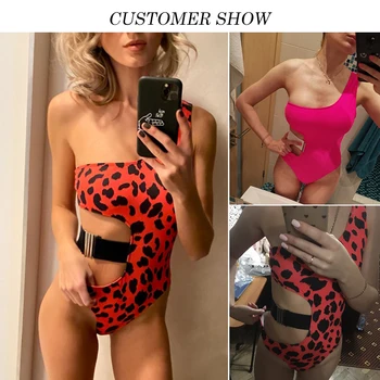 Misswim Seksualus vieną petį bikini 2020 Juoda vientisi maudymosi kostiumėlį moterų Plius dydis maudymosi kostiumėliai moterims Iškirpti vientisas kostiumai Paplūdimio