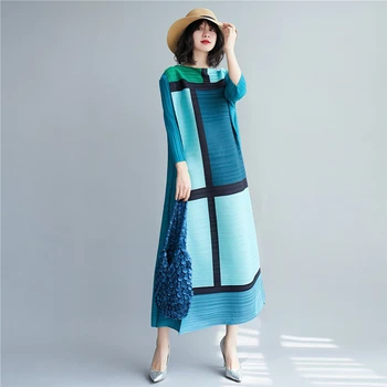 Miyake plisuotos pledas ilgomis rankovėmis suknelė moterims 2020 naują pavasario rudens korėjos stiliaus negabaritinių dizaineris nišą indie estetinės suknelė