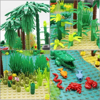 Miškai, Krūmas, Gėlė, Žolė, Medis, Statyba Blokai su Gyvūnais pagrindinės Plokštės Modelį Miestas Blokuoti 
