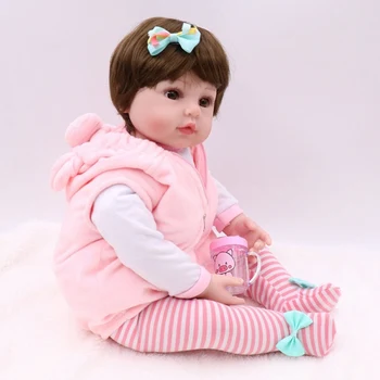 Modeliavimo Kūdikių 47CM Kūno Silikono Rožinė Suknelė Nustatyti Lėlės Reborn Lėlės Vandens Įrodymas Vonios Žaislas, Lėlė Kalėdų Dovana