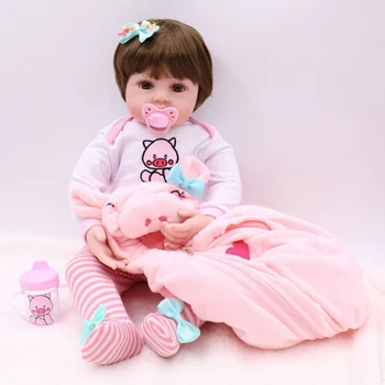 Modeliavimo Kūdikių 47CM Kūno Silikono Rožinė Suknelė Nustatyti Lėlės Reborn Lėlės Vandens Įrodymas Vonios Žaislas, Lėlė Kalėdų Dovana