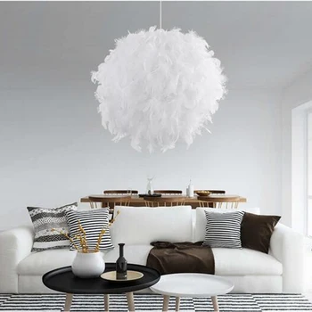 Modernios minimalistinės kūrybos plunksnų kamuolys liustra E27 220V LED pakabukas lempa, šviestuvas, miegamojo kambarį restoranas virtuvės kavinė