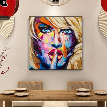 Modernios Naftos Tapyba Atspausdinta ant Drobės Menas Abstraktus Sexy Mergina su Lūpų Portretas, Plakatų ir grafikos Sienos Nuotrauka už Kambarį