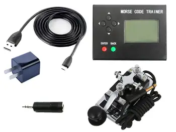 Morzės kodas treneris energijos gamybos trumpų bangų radijo CW automatinė klavišas mokymosi radijo stotis priimančiosios + galia +K4 klavišą + kabelis