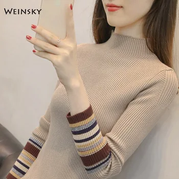 Moteris Baudą Megztas Megztinis Megztinis Ir Puloveriai Korėjos Mados Stilius Golfo Megztiniai Rudens Ir Žiemos 2019 Naujas Megztinis