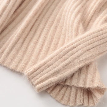 Moteriški Megztiniai Mink Kašmyras dryžuotas V-kaklo, visas rankoves trumpos mados plonas megztinis minkštas šiltas žiemą megztinis