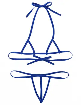 Moteriški Ponios Seksualus Erotiniai Rinkiniai Micro Tuščiaviduriai Iš micro Bikini apatinis Trikotažas Atviros Taurės Savarankiškai kaklaraištis Bra Top su G-String Kelnaičių Apatiniai