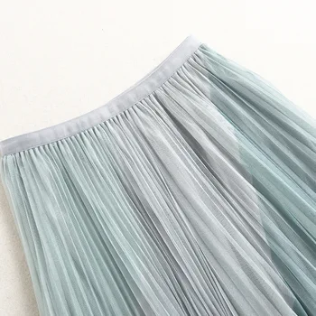 Moterys, susagstomi megztiniai + gradientas sijonai dviejų dalių komplektas naujas 2021 m. ankstyvą pavasarį perlai megzti viršutinių drabužių siuvimas ir ilgai tiulio tutu sijonas
