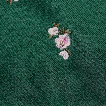 Moterų Mados Rudens-Žiemos Ilgos Rankovės Gėlių Siuvinėjimas O Kaklo Megztinis Jersey Megzti Megztinis