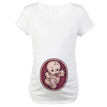 Moterų Motinystės Mielas Kūdikis Spausdinti O-Kaklo trumpomis Rankovėmis T-shirt Nėščia Viršūnes Atsitiktinis Tee Viršūnės Vasarą trumpomis Rankovėmis Moteriška Tee marškinėliai