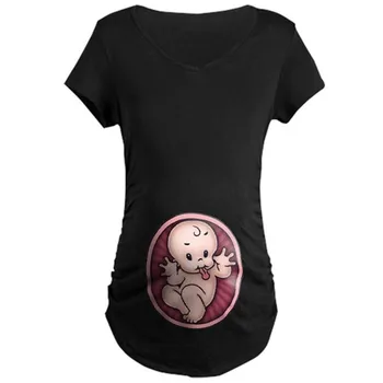 Moterų Motinystės Mielas Kūdikis Spausdinti O-Kaklo trumpomis Rankovėmis T-shirt Nėščia Viršūnes Atsitiktinis Tee Viršūnės Vasarą trumpomis Rankovėmis Moteriška Tee marškinėliai