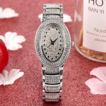 Moterų Prabangūs Laikrodžiai Kvarcinis Laikrodis Kristalai Dizaino Ovals Ponios Elegantiškas Plieno Bangle Moterų Laikrodis reloj femenino 2019