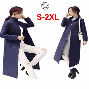 Moterų wihte ančių pūkų paltai žiemos žemyn striukė ilga kelio stovėti apykaklės šiltą outcoat S-2XL