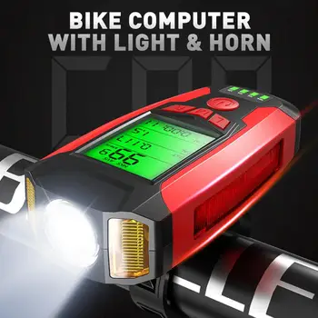 Multi-Purpose Dviračio Kompiuteris Dviračių Žibintų ir 130dB Ragų LCD Ekranas Spidometras Įkrovimo Priekiniai Šviesos MTB Road Bike