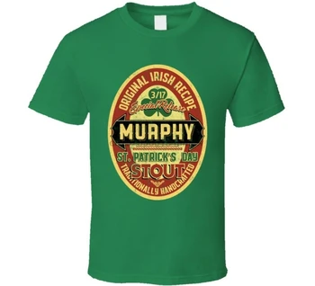Murphy Original Irish Stout Alaus Etiketės St Patriko Diena Pavardė Marškinėliai