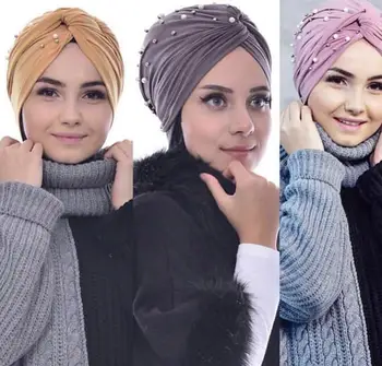 Musulmonų moterys duobute turbaną hijab kepurės islamo skarelė variklio dangtis, indija kepurės apvyniokite galvą skara turbante mujer turbaną femme musulman