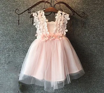 Mėtų/rožinė/balta,kūdikių mergaitės tris gėlių nėrinių peties suknelė, vaikai gana vasaros suknelė,LHQ01 vaikams drabužių nemokamas pristatymas