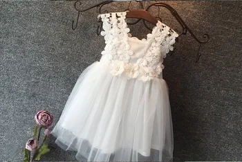 Mėtų/rožinė/balta,kūdikių mergaitės tris gėlių nėrinių peties suknelė, vaikai gana vasaros suknelė,LHQ01 vaikams drabužių nemokamas pristatymas
