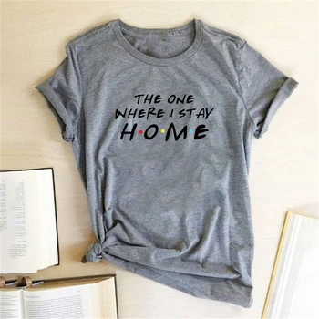Namuose Viena, Kai aš liksiu Laiško Spausdinimas marškinėliai Moterims Marškinėliai Vasaros Viršūnes Moterų Ponios Marškinėlius Moteris Atsitiktinis Harajuku Marškinėliai