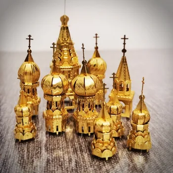NANYUAN 3D Puzzle Metalo rusų Europos Stiliaus Pastatas, Vasilijus Katedra Modelio Rinkinys 