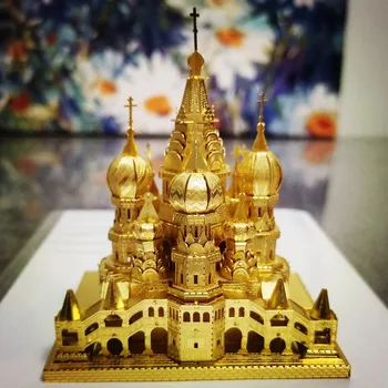 NANYUAN 3D Puzzle Metalo rusų Europos Stiliaus Pastatas, Vasilijus Katedra Modelio Rinkinys 