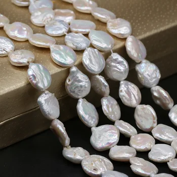 Natūralūs Gėlavandenių Perlų Baroko Monetos Prarasti Karoliukai yra 16-17 MM, Papuošalai Priėmimo 