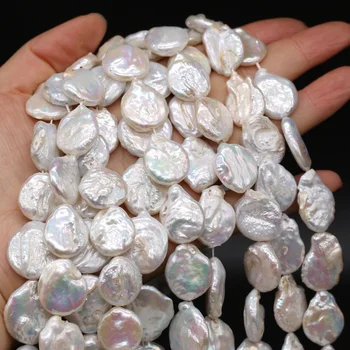Natūralūs Gėlavandenių Perlų Baroko Monetos Prarasti Karoliukai yra 16-17 MM, Papuošalai Priėmimo 