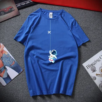 Nauja Vasaros Streetwear Camiseta Masculina Naujovė Dizaino Astronautas virvę Juokinga T marškinėliai, Unisex Medvilnės trumpomis Rankovėmis T-shirt Viršūnės