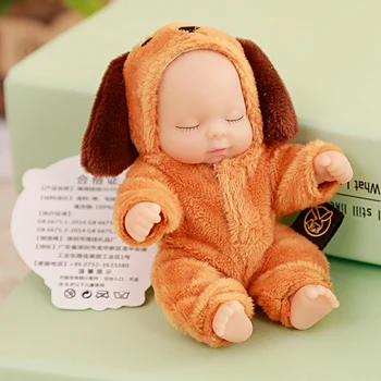 Naujagimiai Miega Silikono Lėlės Transformuoti Pliušas Gyvūnams Keychain Pakabukas Žirafa Bear Dog Bag Kuprinė Bendrų Vaikų Mini Pliušinis Lėlės