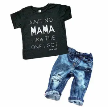 Naujagimis Kūdikis Berniukas drabužių rinkiniai vasaros Drabužių Kostiumas medvilnės marškinėliai džinsinio audinio kelnės bendras džinsai Naujagimių Bamblys Kūdikių 18M-6Y