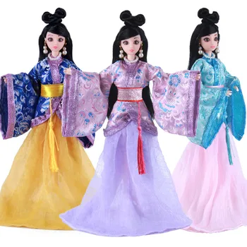 Naujas 12 Kilnojamojo Sąnarių 30cm BJD Doll Kinijos Kostiumas Pasakų Plačios Rankovės Kostiumas 3D Akių Mergina Žaislas 